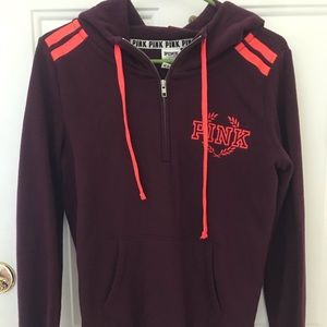 Burgundy PINK Half Zip with Orange Accents